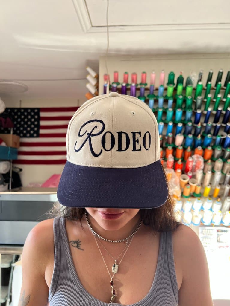 Custom embroidered rodeo event cap