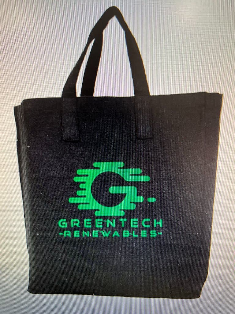 GreenTech Renewables branded embroidered tote bag
