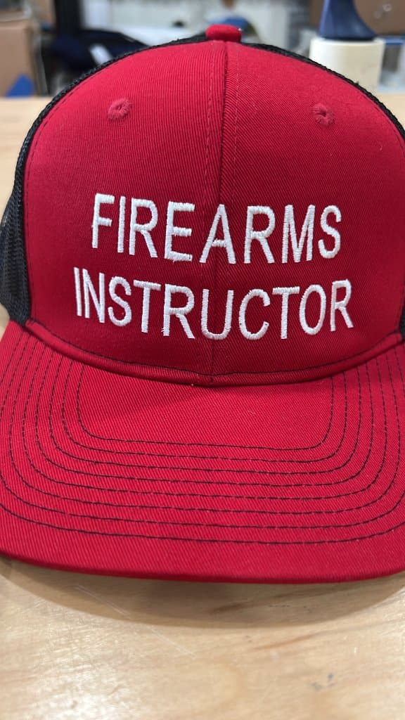 Firearms instructor custom embroidered cap with logo